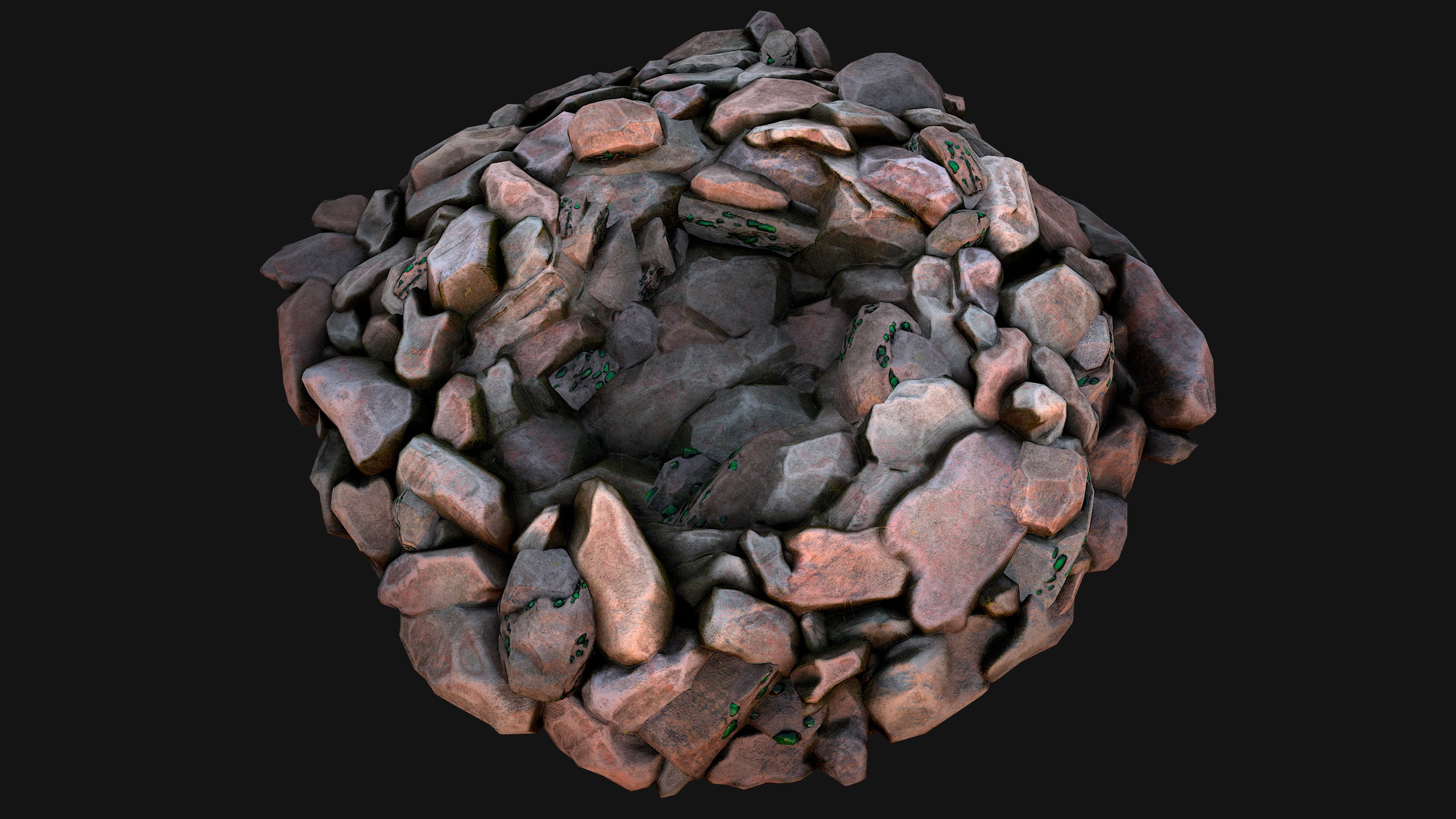 Gemstone Deposits Mine Gem Set Low-poly 3D model_24