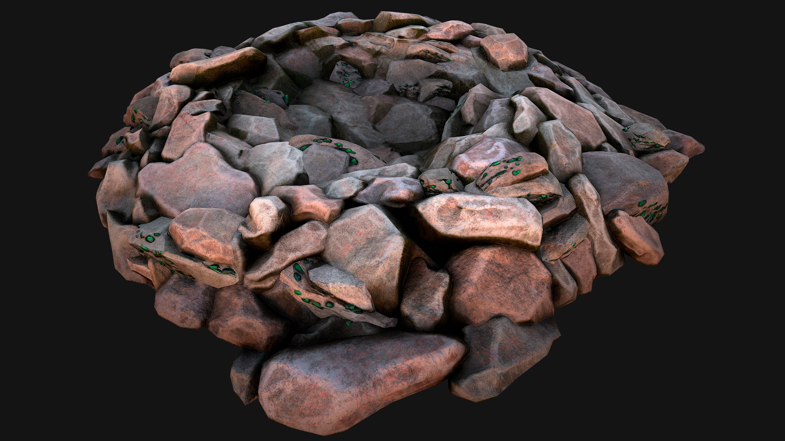 Gemstone Deposits Mine Gem Set Low-poly 3D model_8