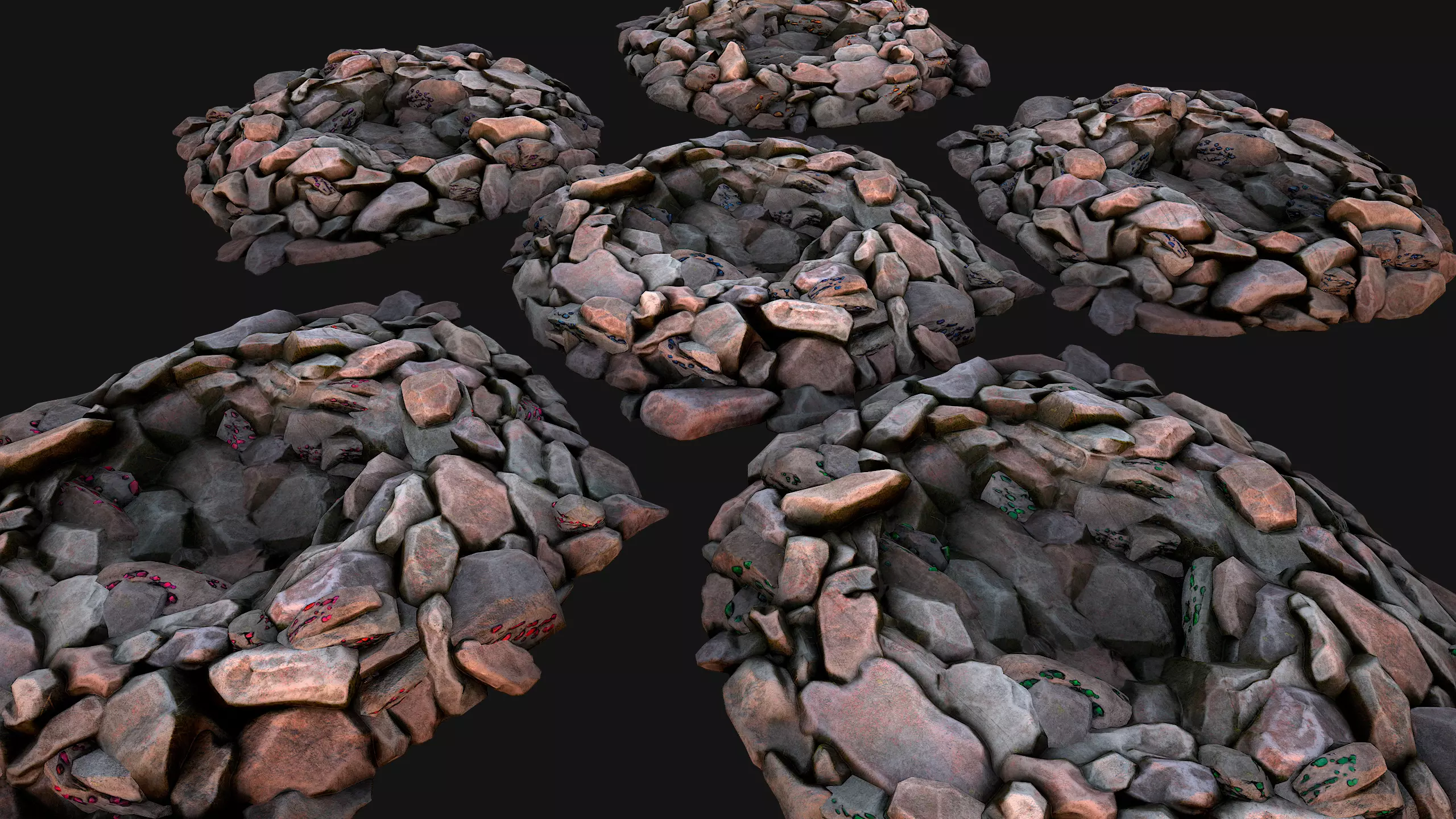 Gemstone Deposits Mine Gem Set Low-poly 3D model_0