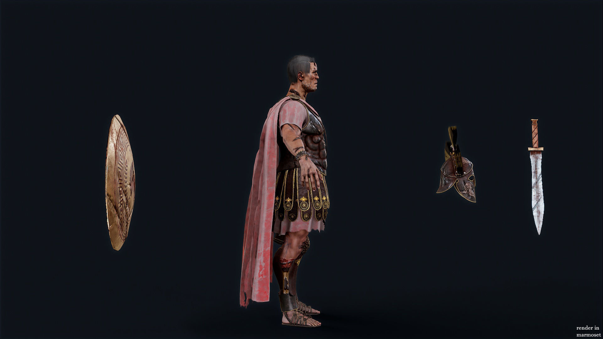 SPARTAN ROYAL GUARD UNDEAD 5 Low-poly 3D model_9