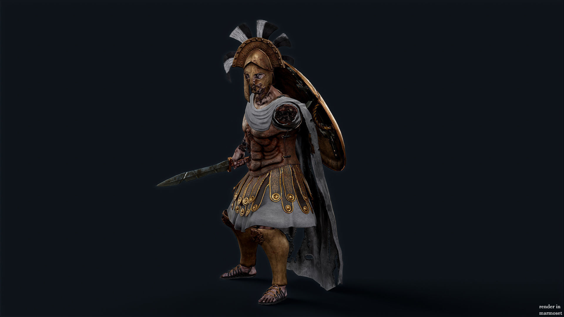 SPARTAN ROYAL GUARD UNDEAD 6 Low-poly 3D model_4