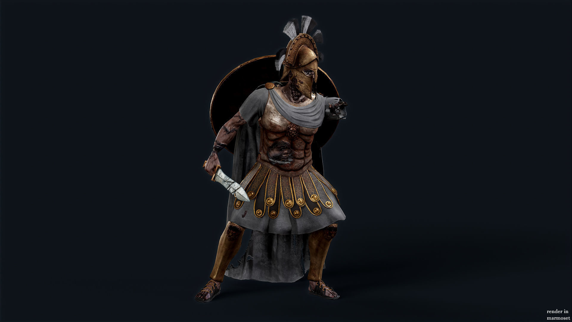 SPARTAN ROYAL GUARD UNDEAD 6 Low-poly 3D model_5