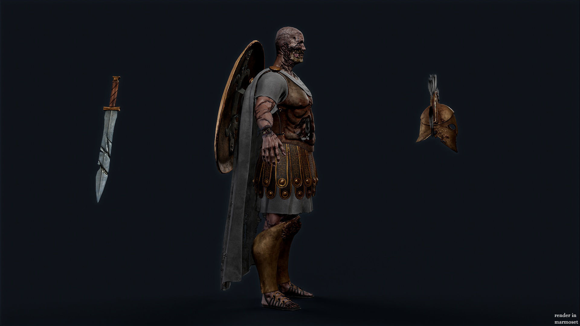 SPARTAN ROYAL GUARD UNDEAD 6 Low-poly 3D model_3