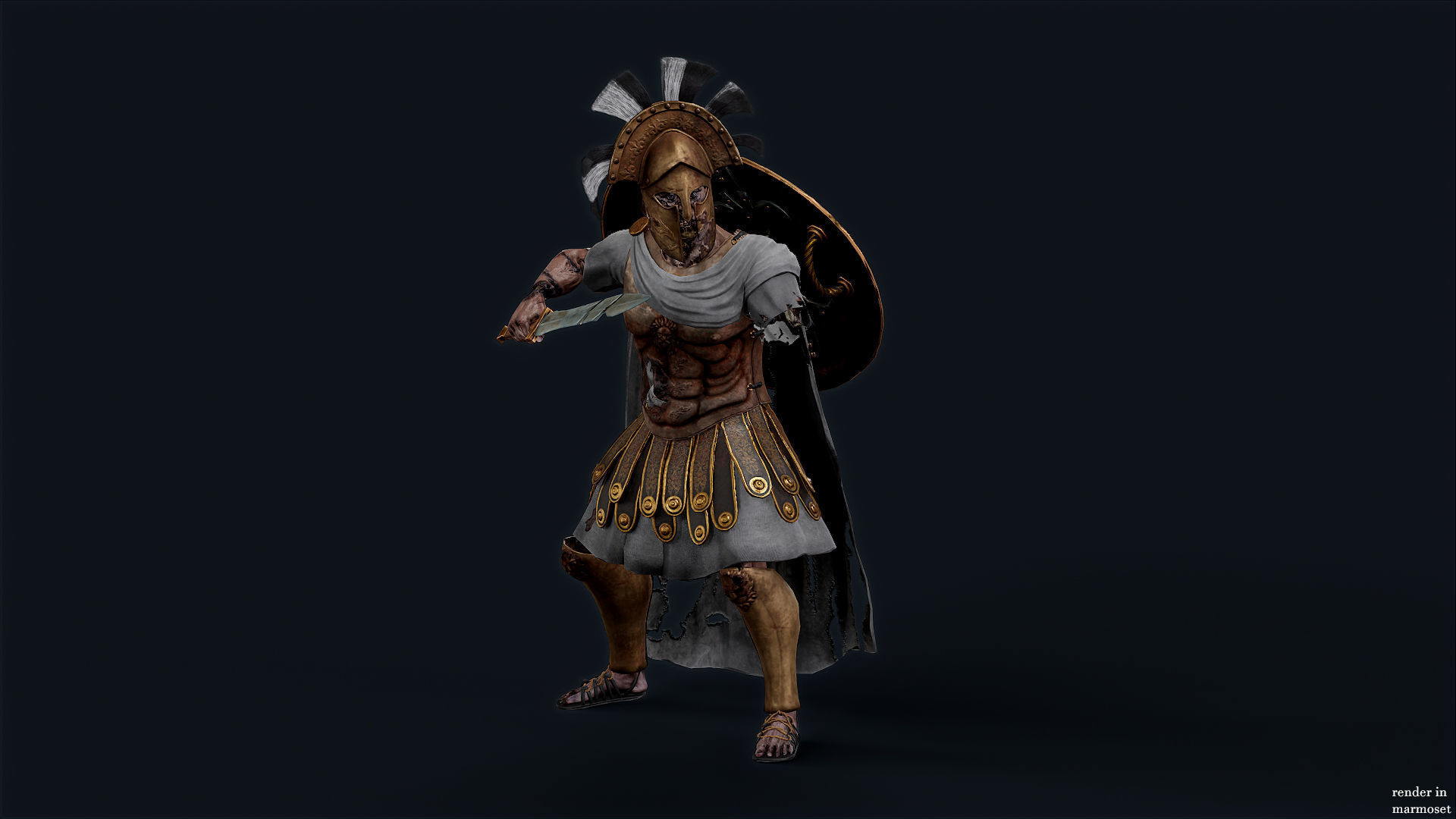 SPARTAN ROYAL GUARD UNDEAD 6 Low-poly 3D model_6
