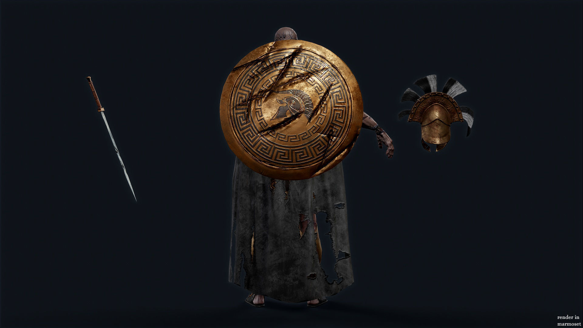 SPARTAN ROYAL GUARD UNDEAD 6 Low-poly 3D model_9