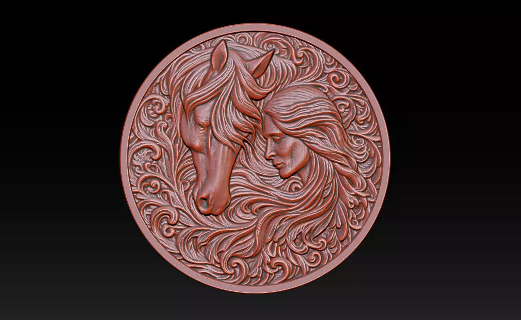 Cowboy Girl Relief Model 3D print model