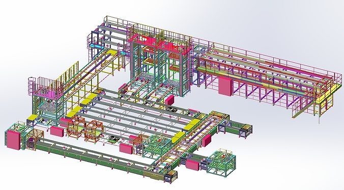 Car delivery final assembly line 3D model