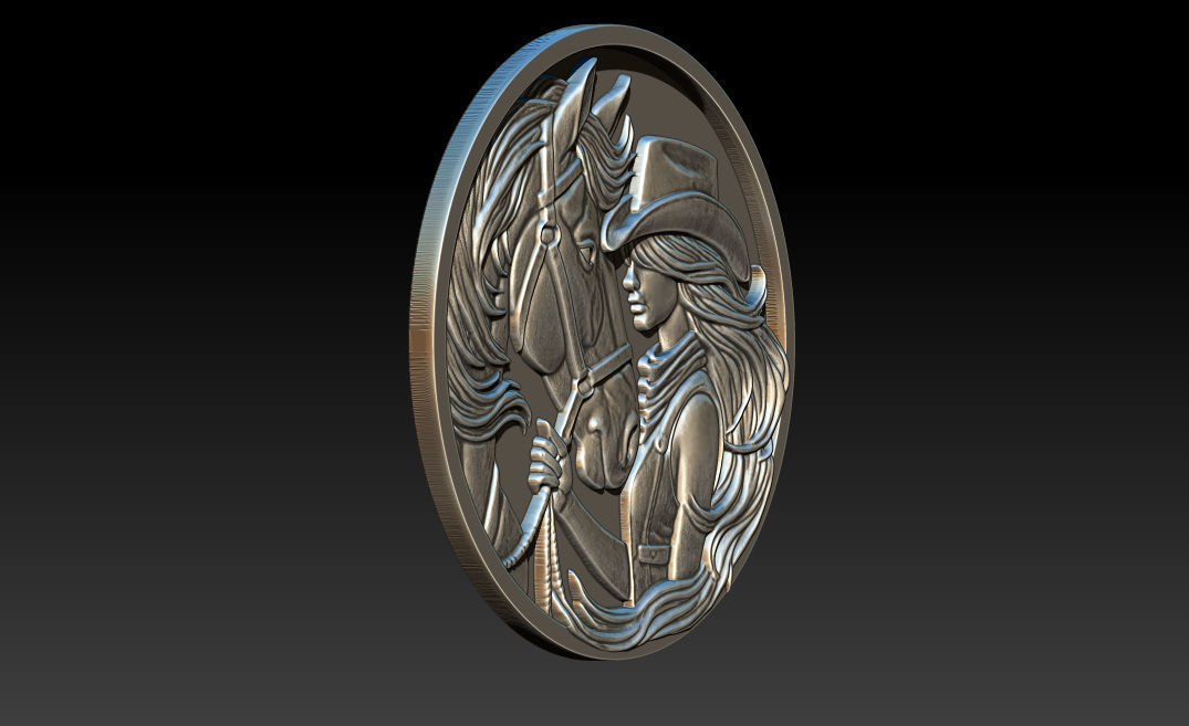 Cowboy Girl Relief Model 3D print model_2