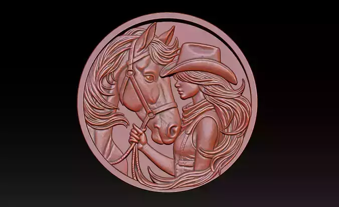 Cowboy Girl Relief Model 3D print model