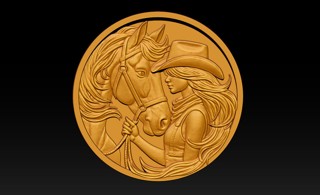 Cowboy Girl Relief Model 3D print model_13