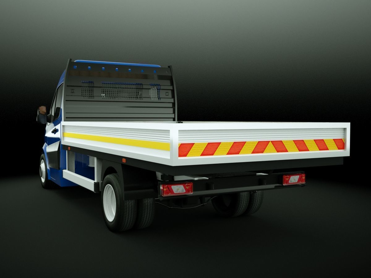 v6 Flatbed VAN with driver Low-poly 3D model_13