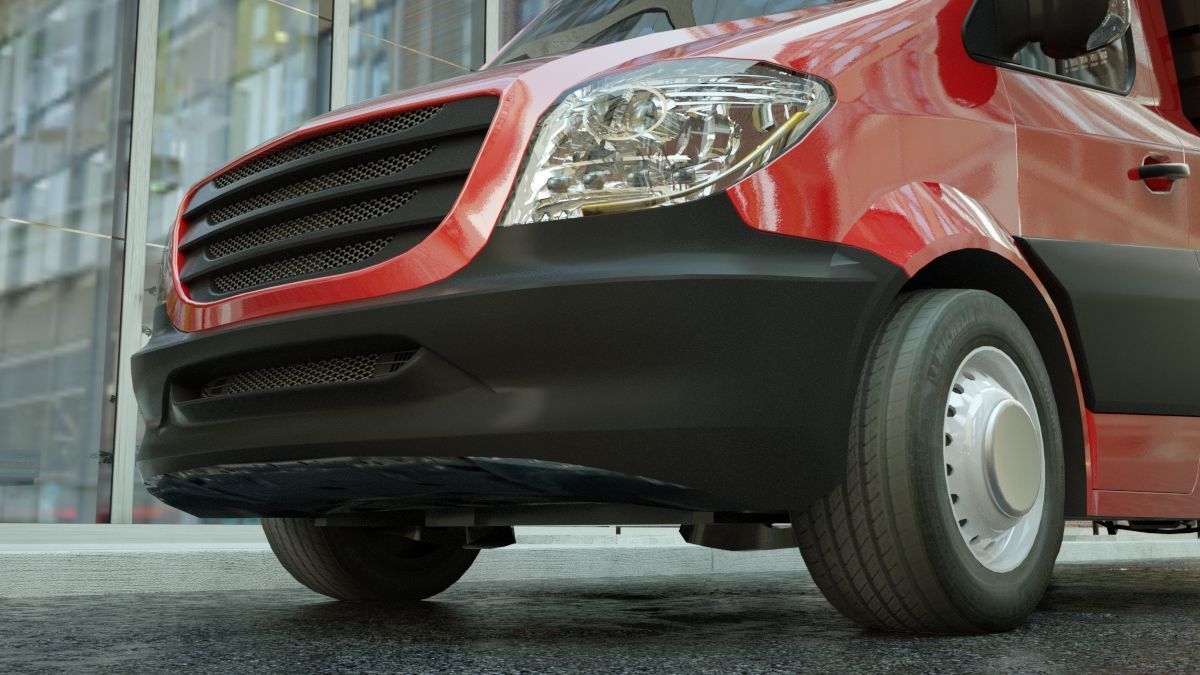 v6 Flatbed VAN with driver Low-poly 3D model_16