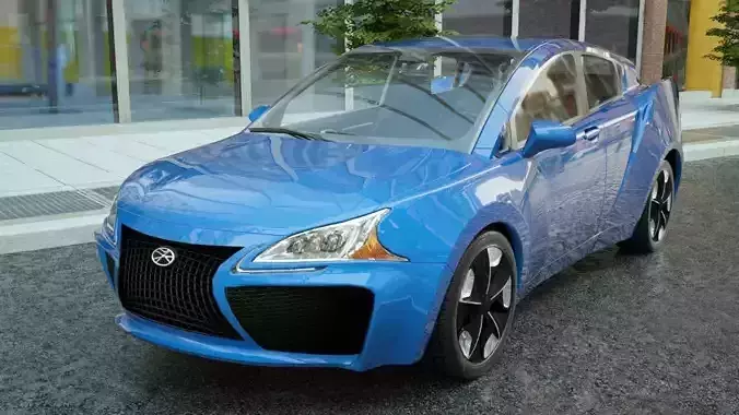 Generic 5-door electric car v9 Low-poly 3D model