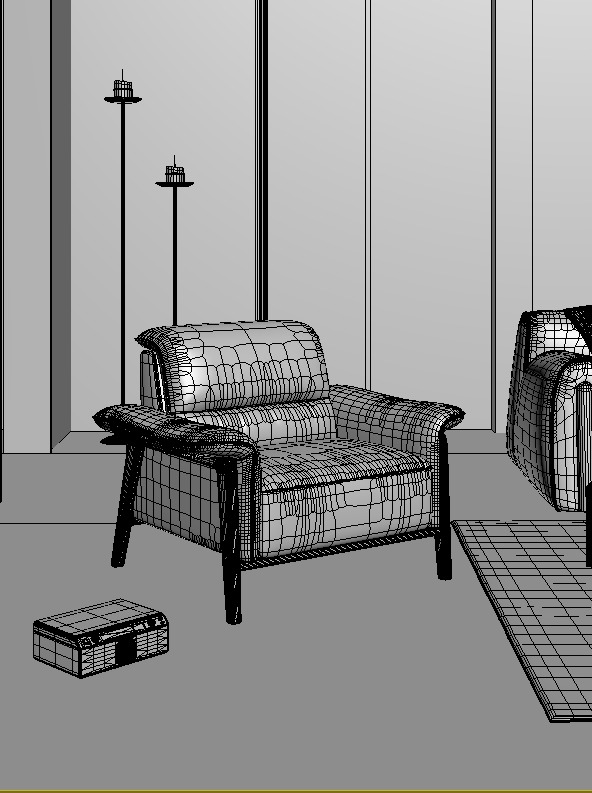 Mid Century interior scene  3D model_5