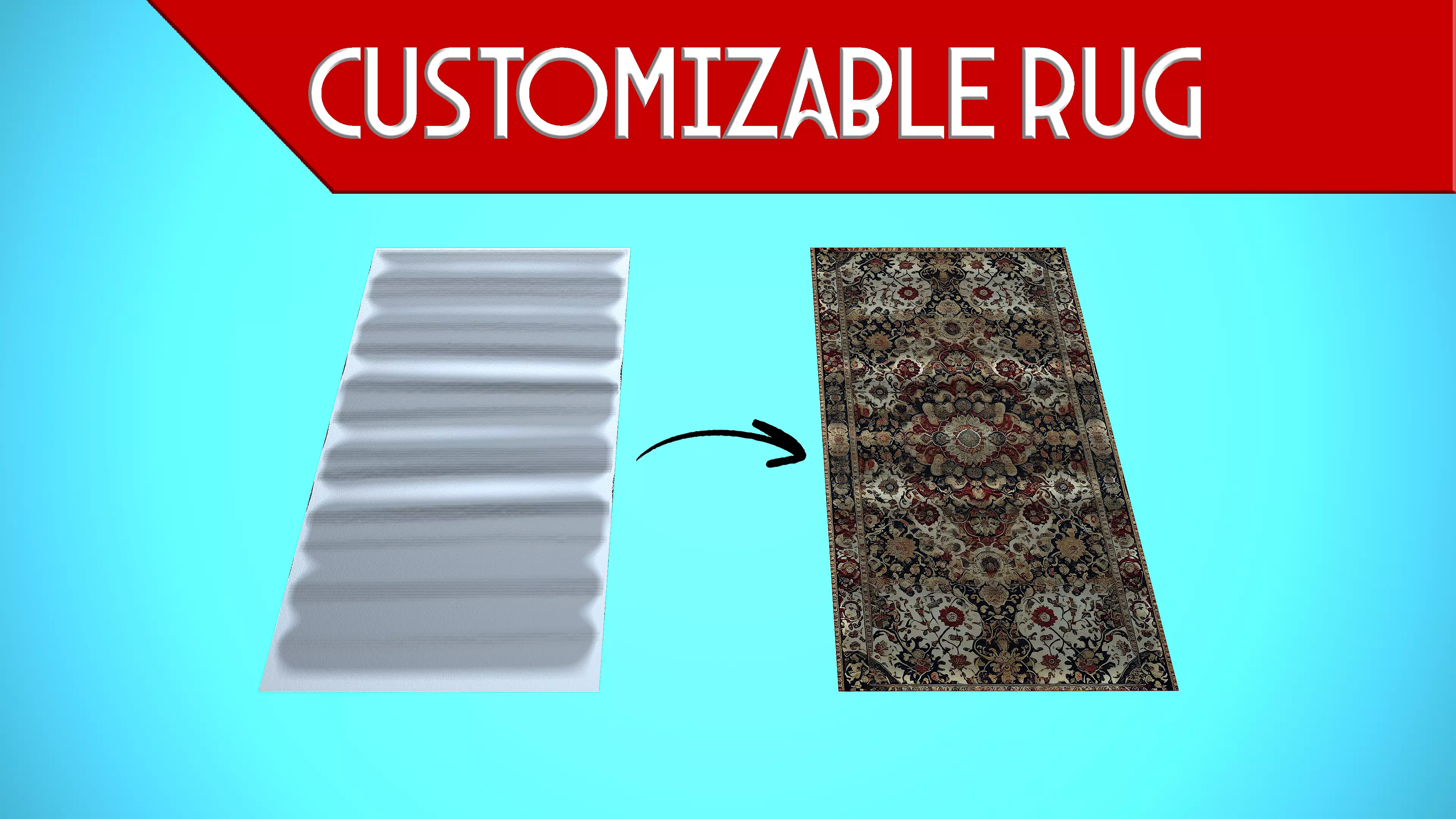CUSTOMIZABLE RUG CARTOON STYLIZED Low-poly 3D model_0