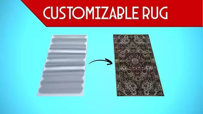 CUSTOMIZABLE RUG CARTOON STYLIZED Low-poly 3D model
