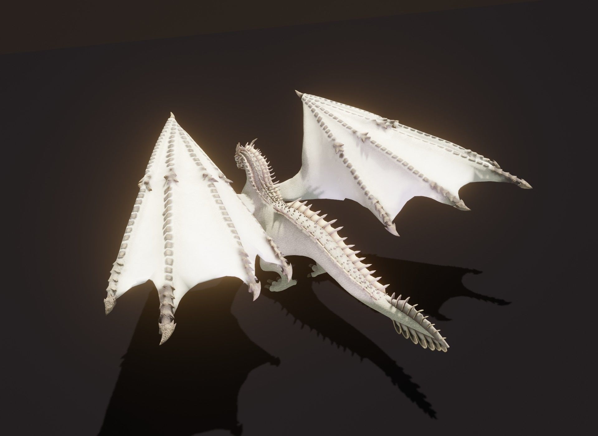 Realistic White Dragon Animated 3D Model Low-poly 3D model_10