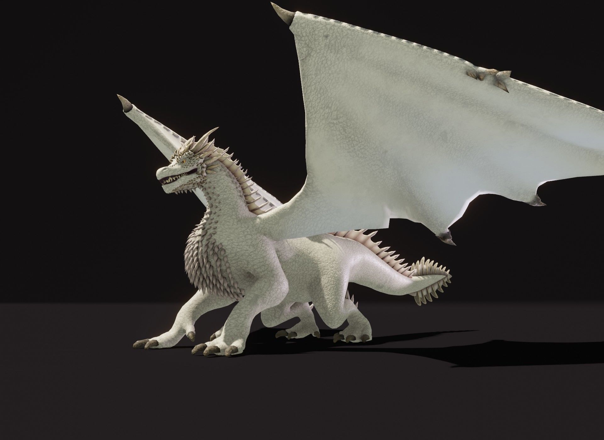 Realistic White Dragon Animated 3D Model Low-poly 3D model_22