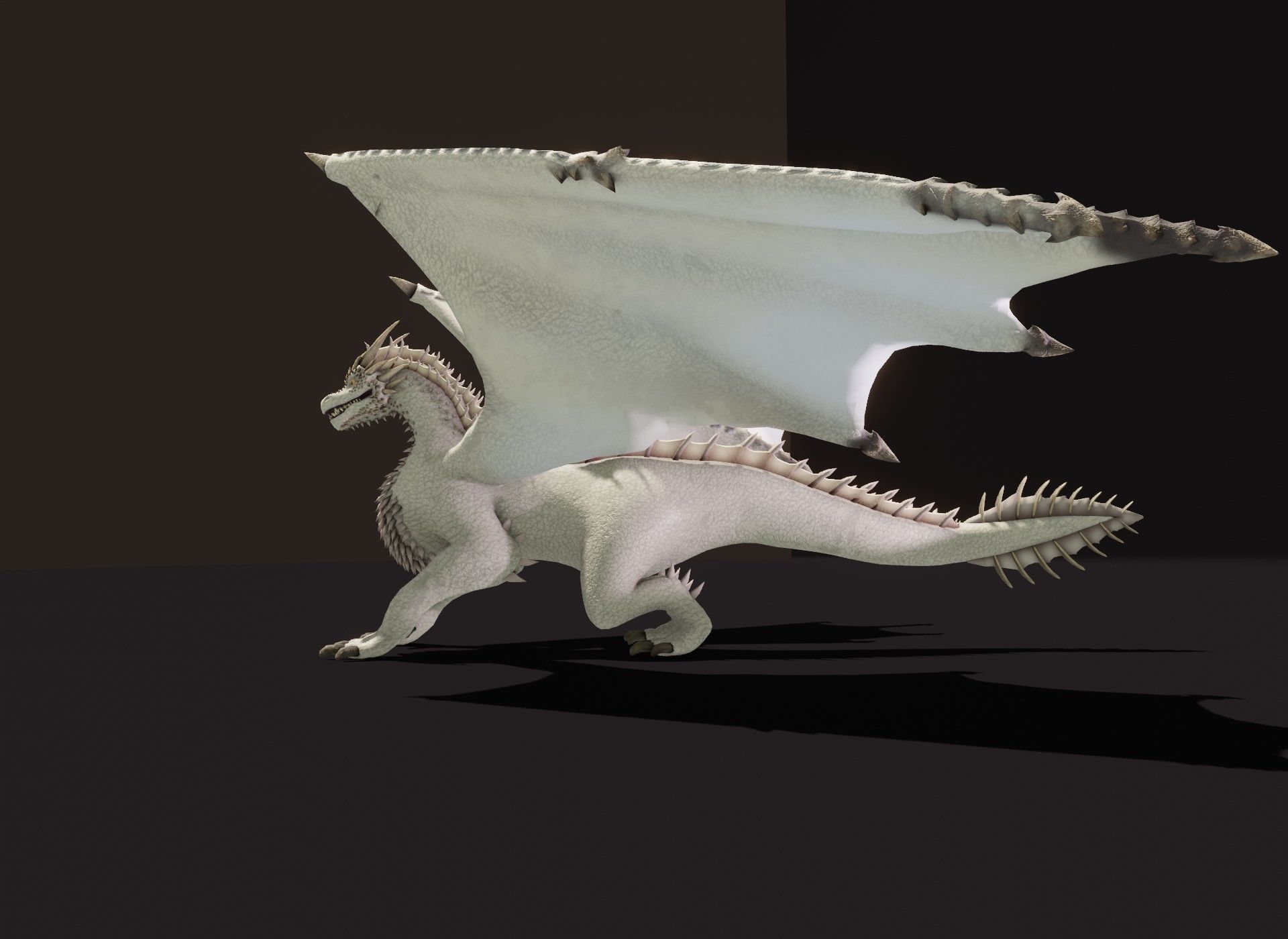 Realistic White Dragon Animated 3D Model Low-poly 3D model_11
