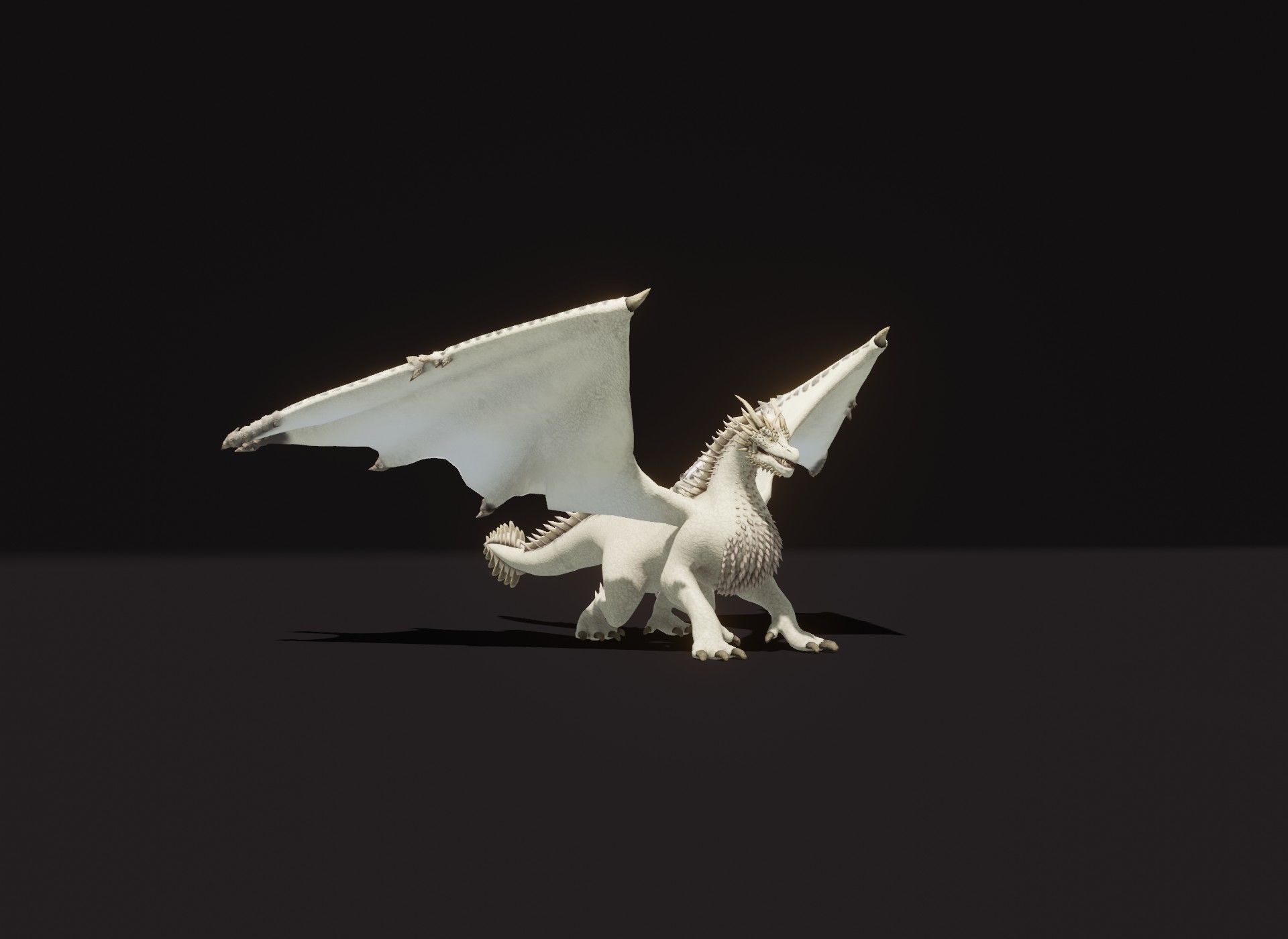 Realistic White Dragon Animated 3D Model Low-poly 3D model_17