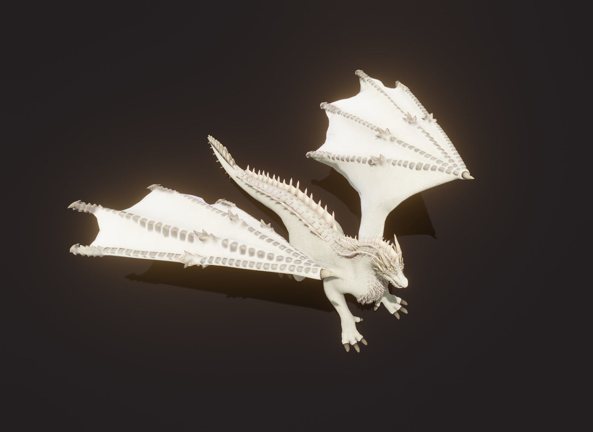 Realistic White Dragon Animated 3D Model Low-poly 3D model_16