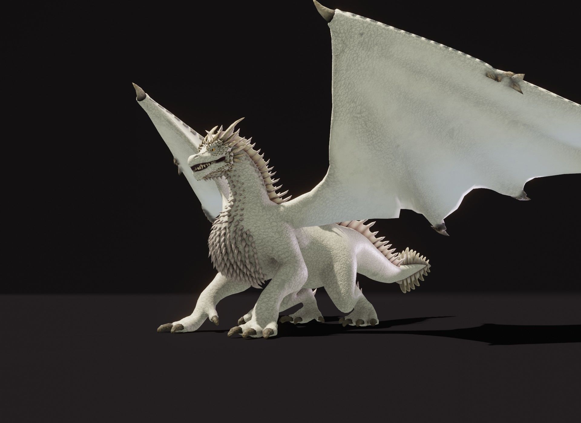 Realistic White Dragon Animated 3D Model Low-poly 3D model_6