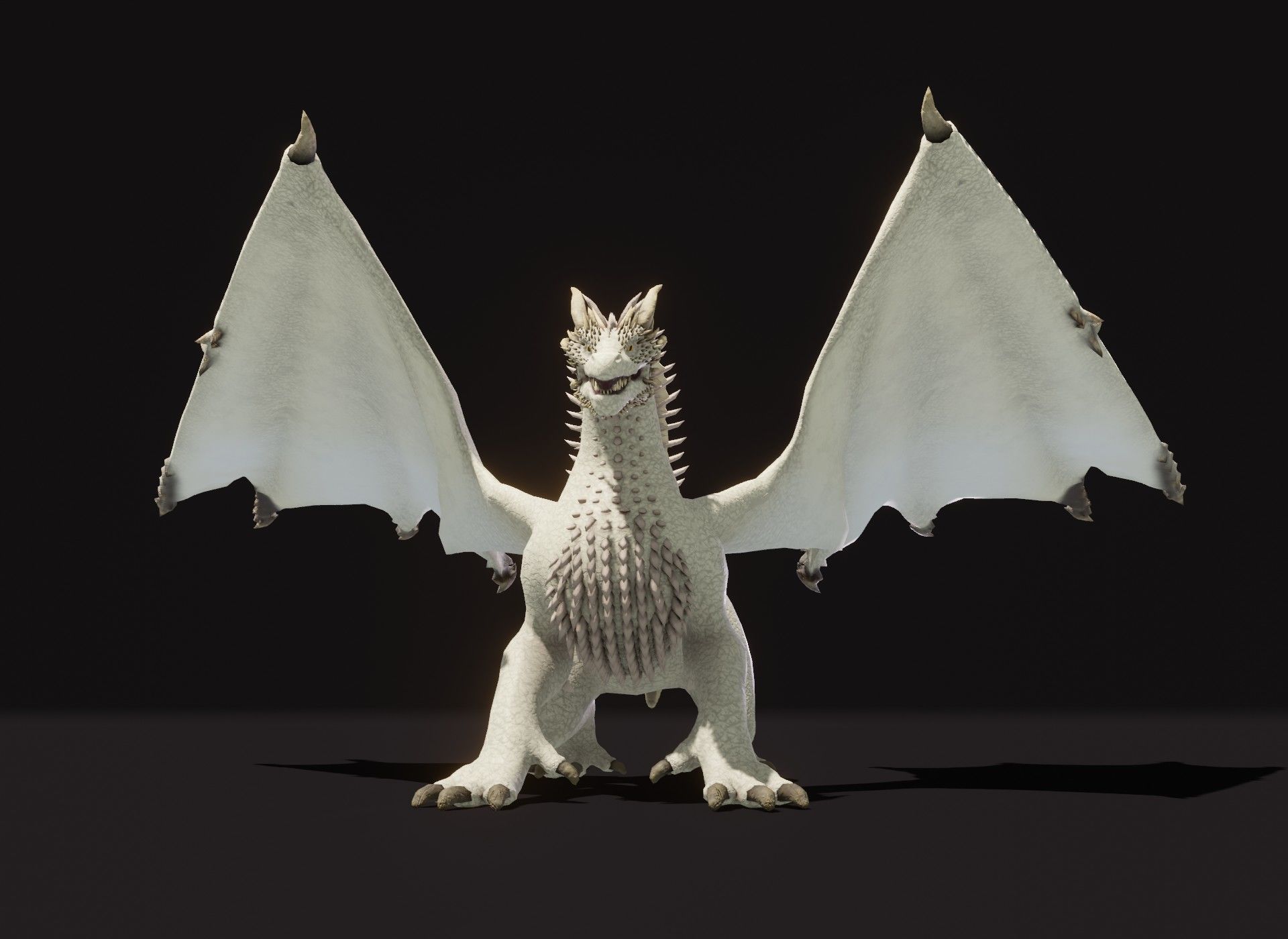 Realistic White Dragon Animated 3D Model Low-poly 3D model_12