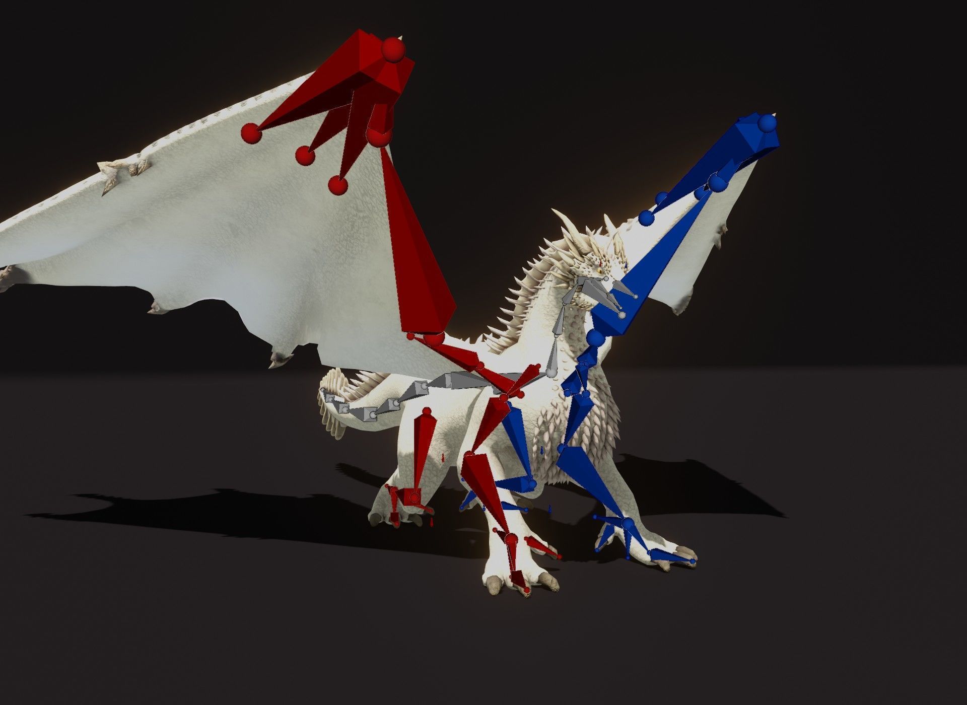 Realistic White Dragon Animated 3D Model Low-poly 3D model_24