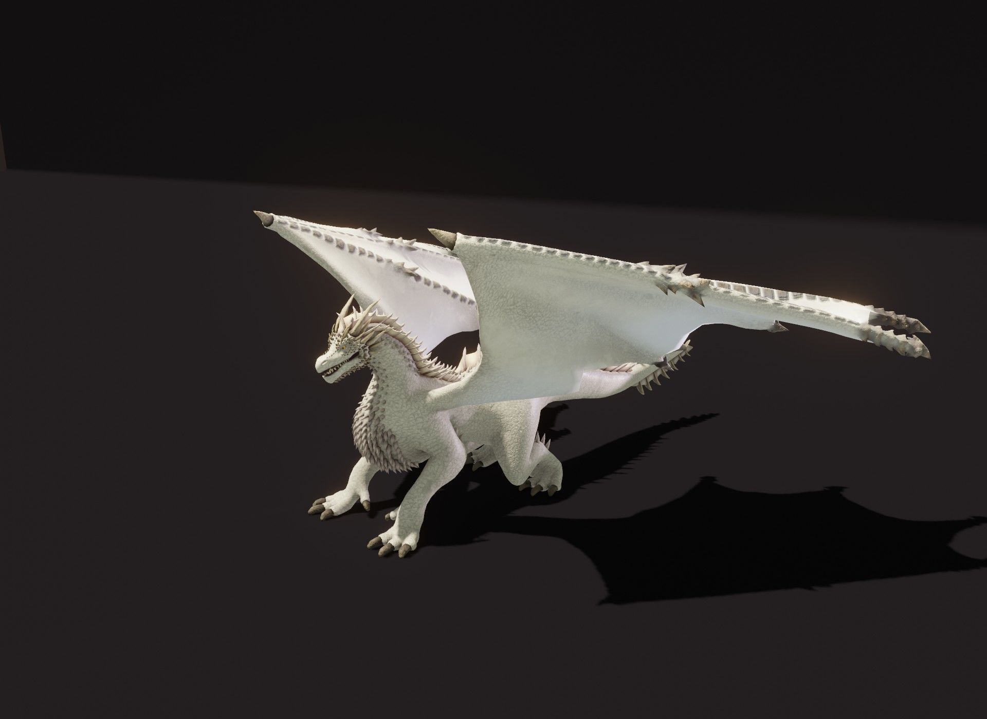 Realistic White Dragon Animated 3D Model Low-poly 3D model_9