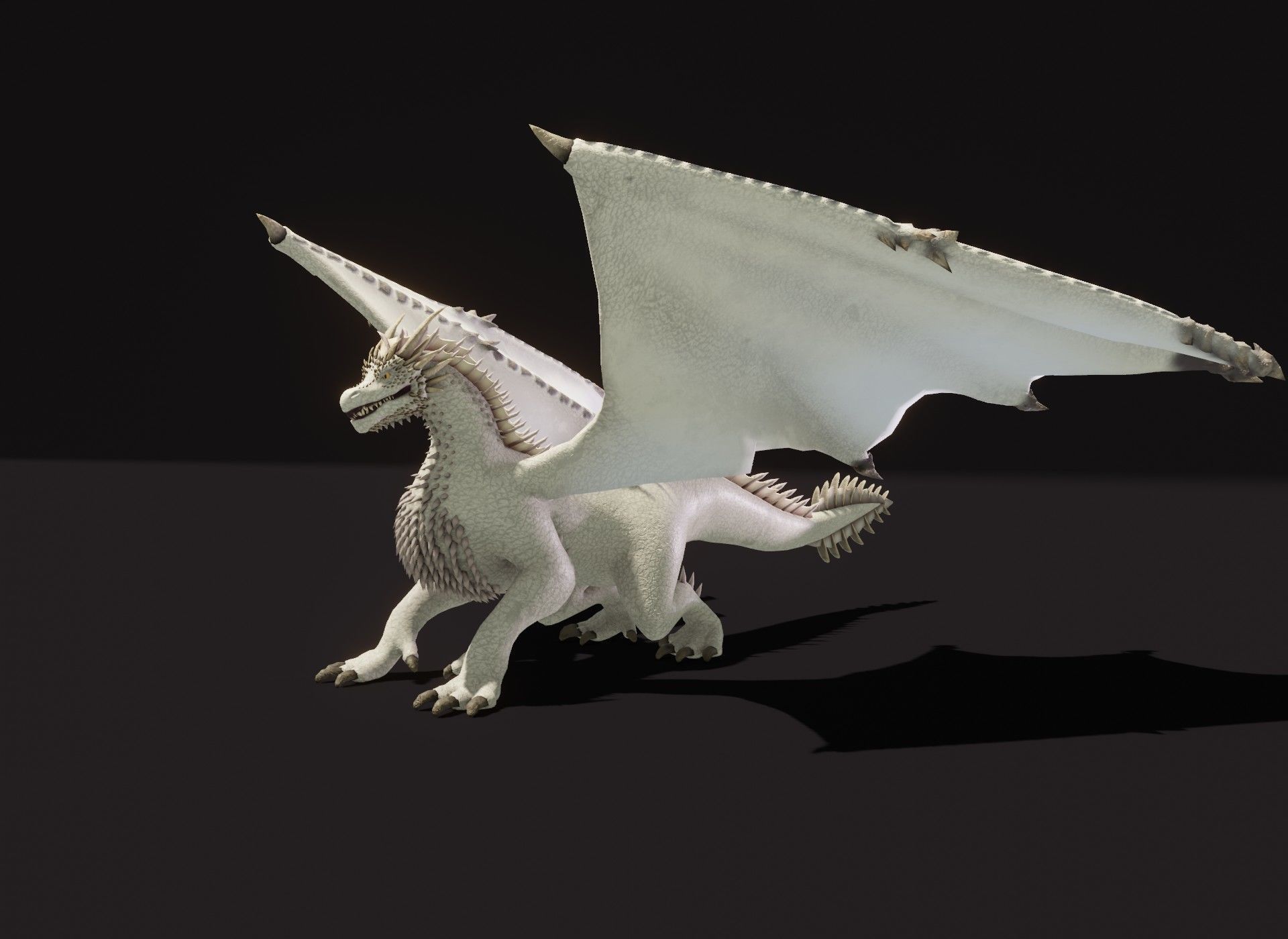 Realistic White Dragon Animated 3D Model Low-poly 3D model_19