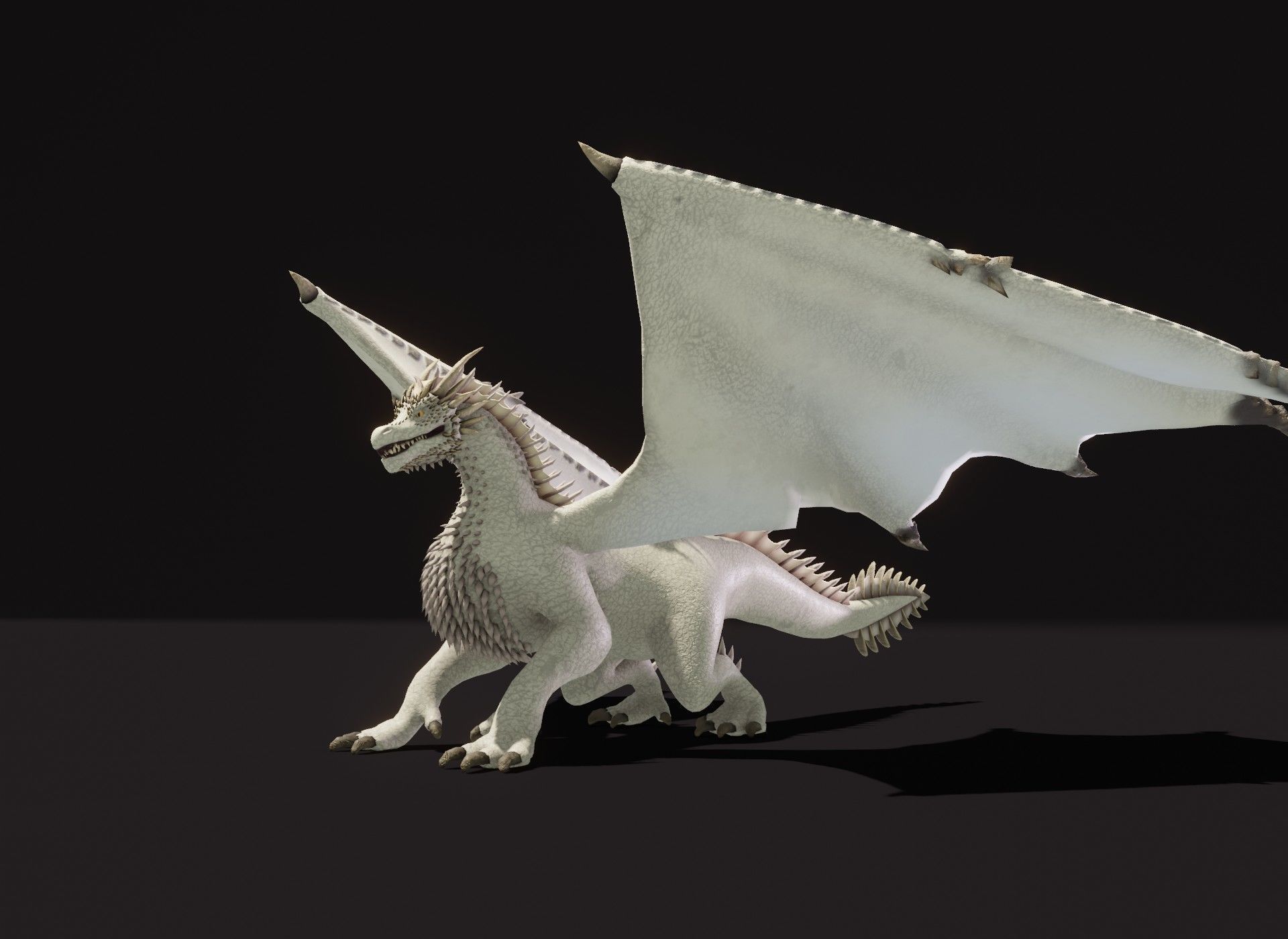 Realistic White Dragon Animated 3D Model Low-poly 3D model_15