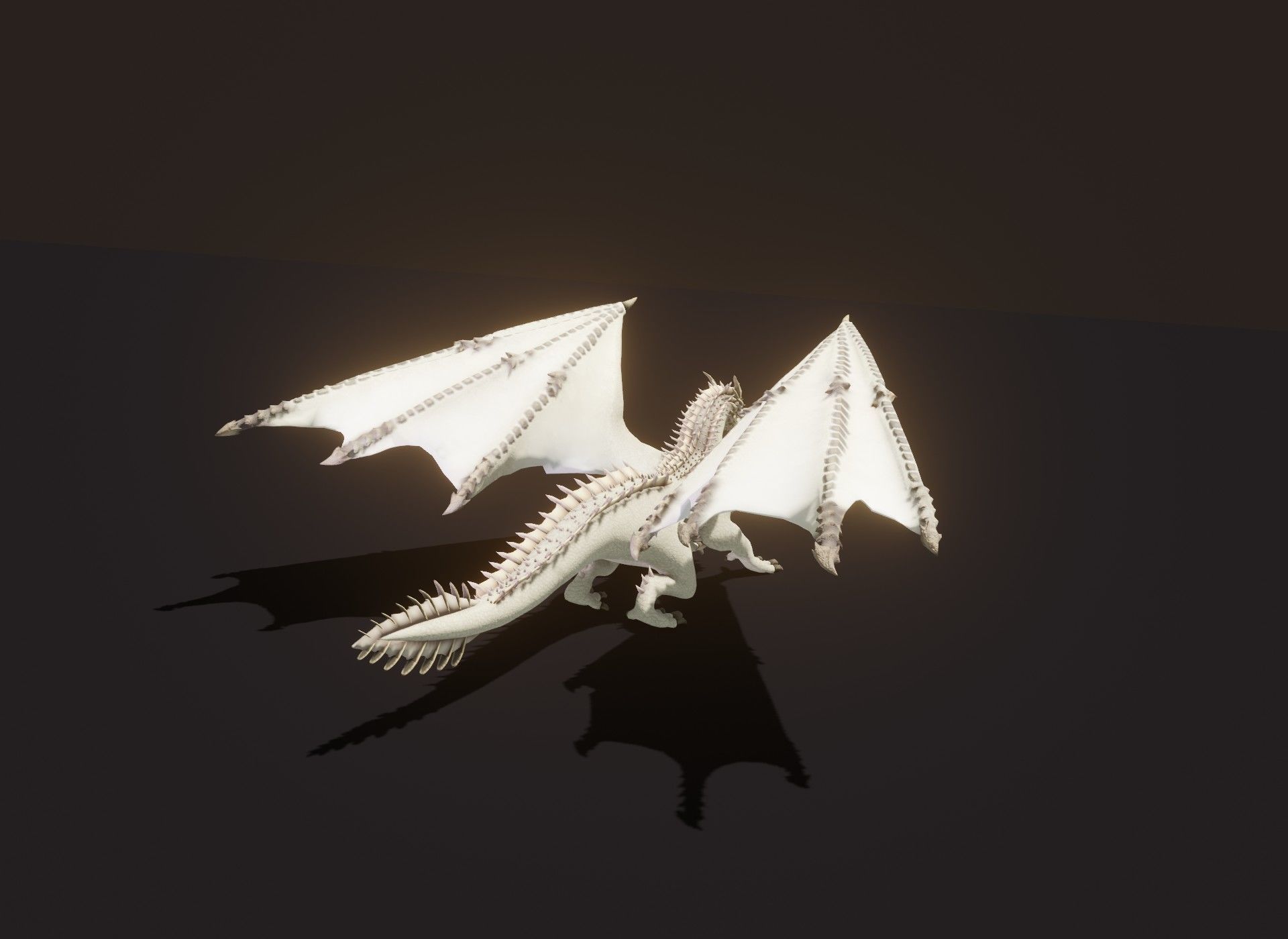 Realistic White Dragon Animated 3D Model Low-poly 3D model_21