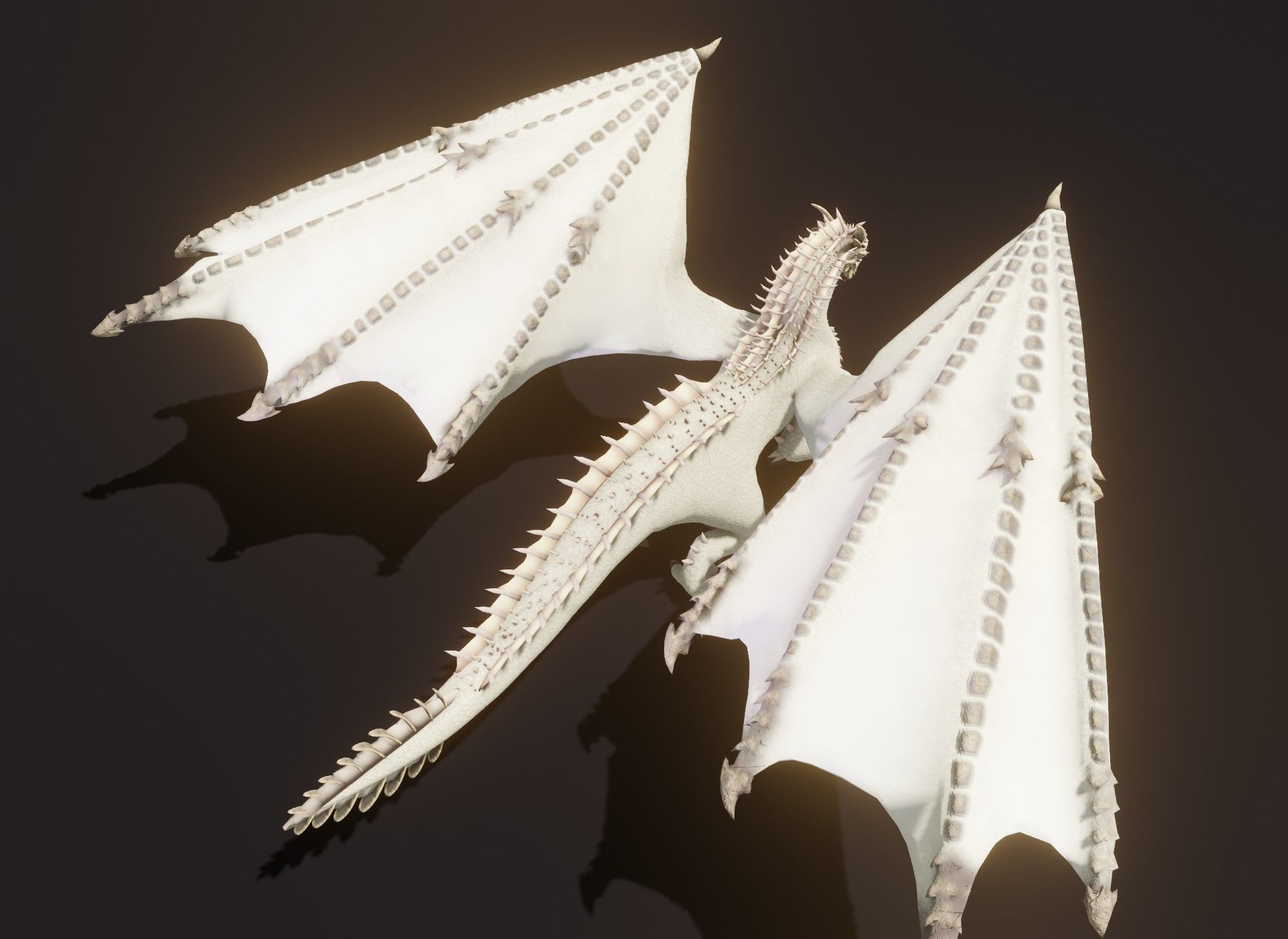 Realistic White Dragon Animated 3D Model Low-poly 3D model_7