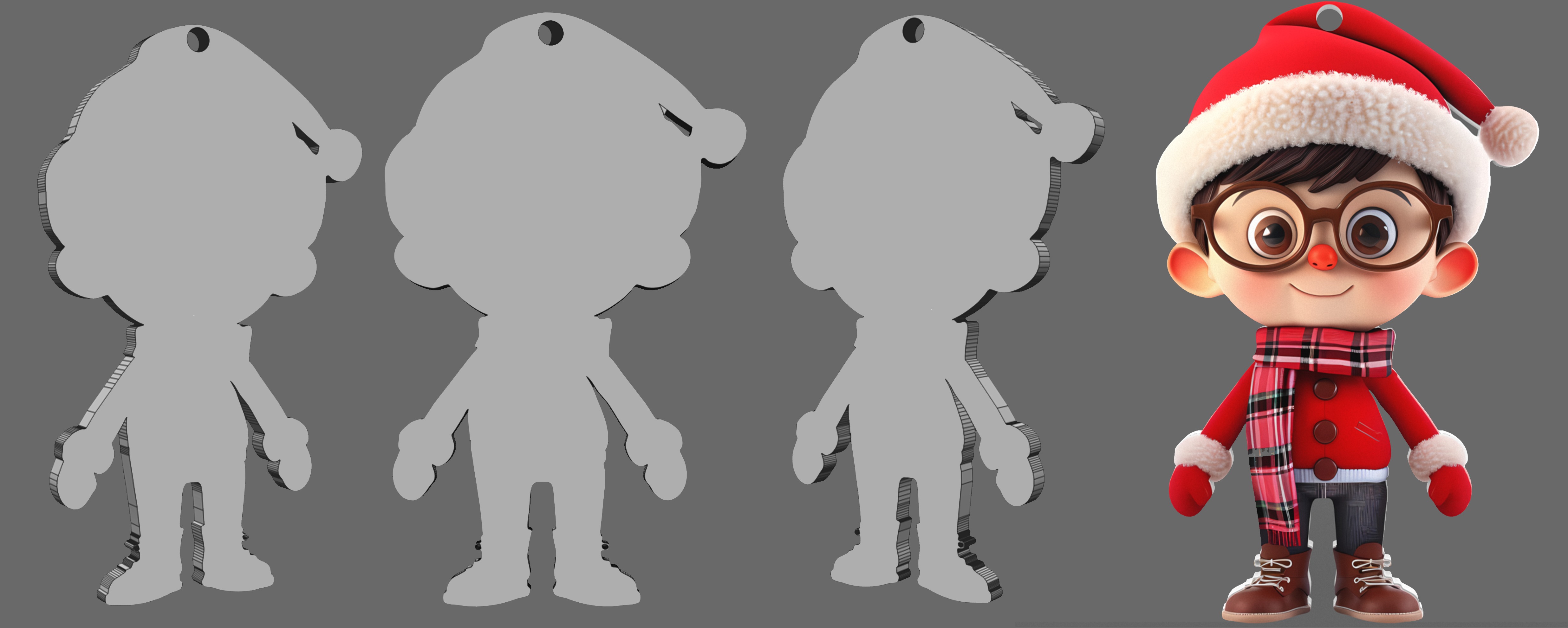 cute kid snow Christmas Keychain STL printable and decorate  3D print model_4