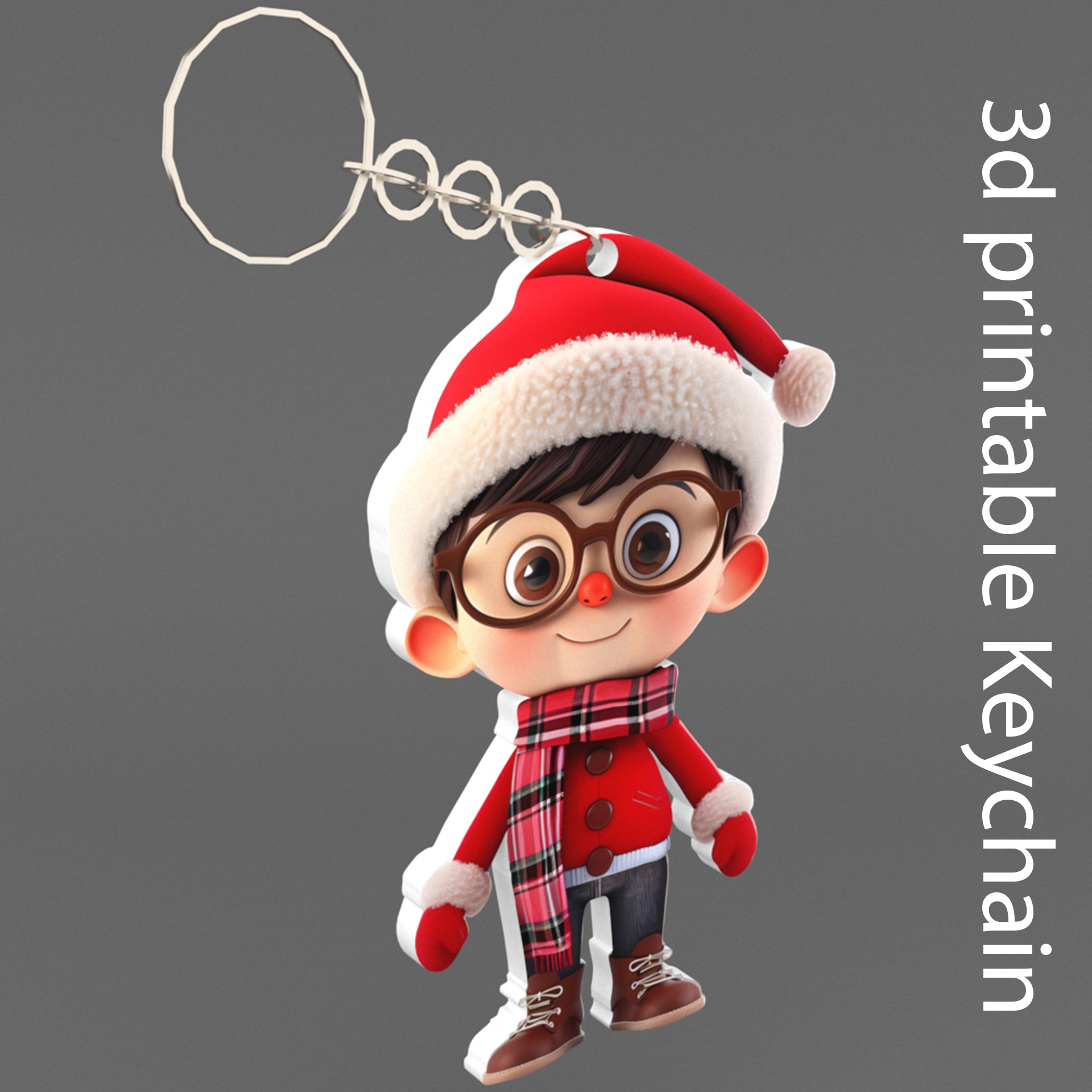 cute kid snow Christmas Keychain STL printable and decorate  3D print model_2