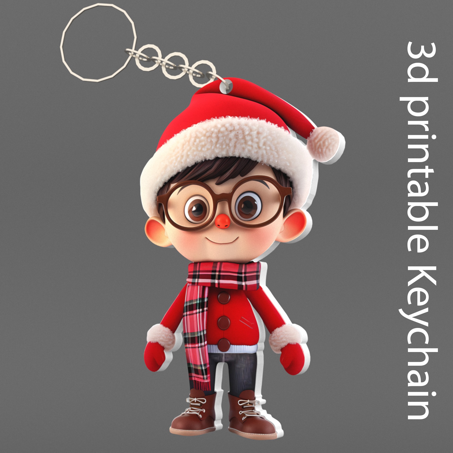 cute kid snow Christmas Keychain STL printable and decorate  3D print model_1