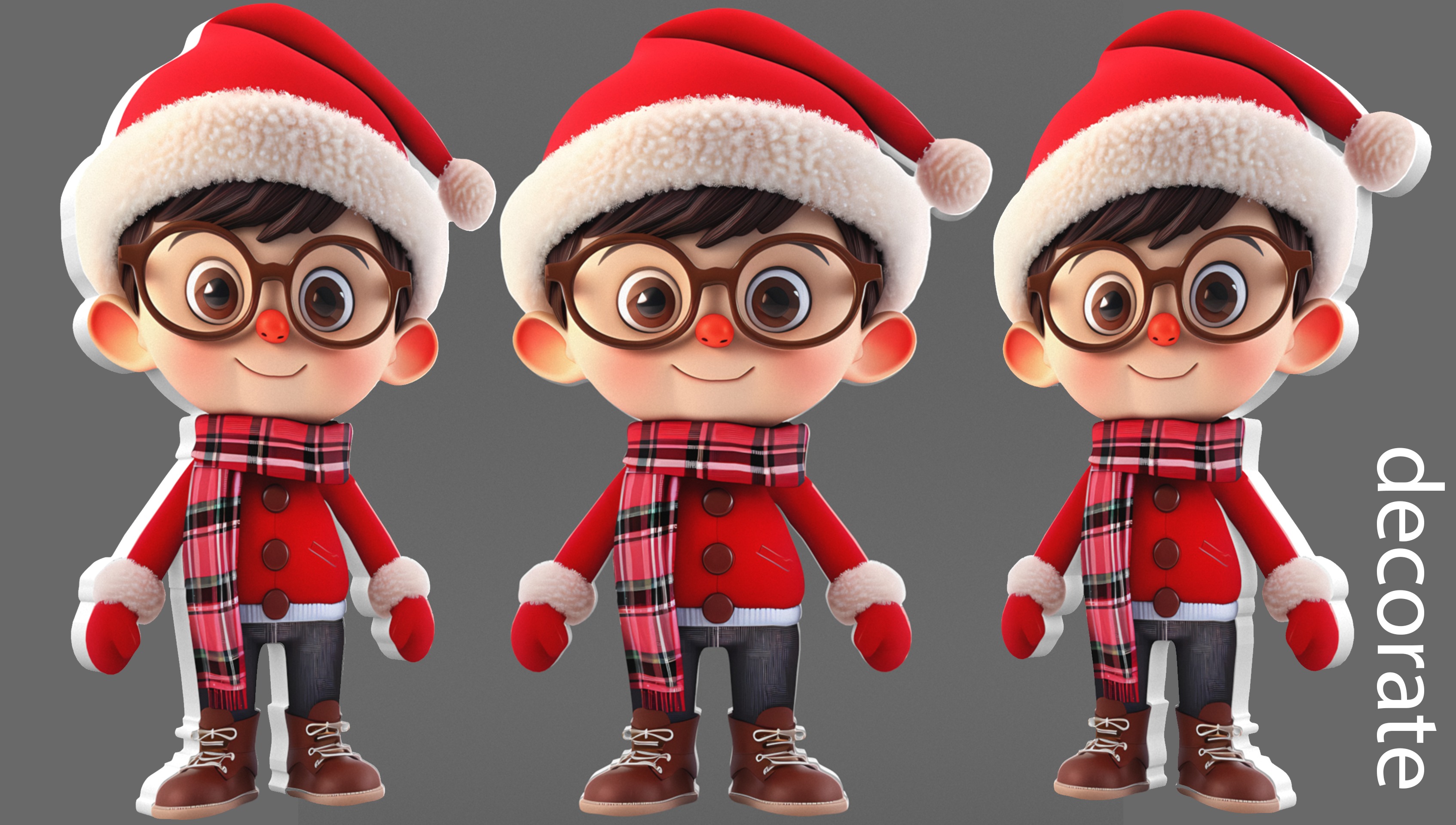 cute kid snow Christmas Keychain STL printable and decorate  3D print model_8