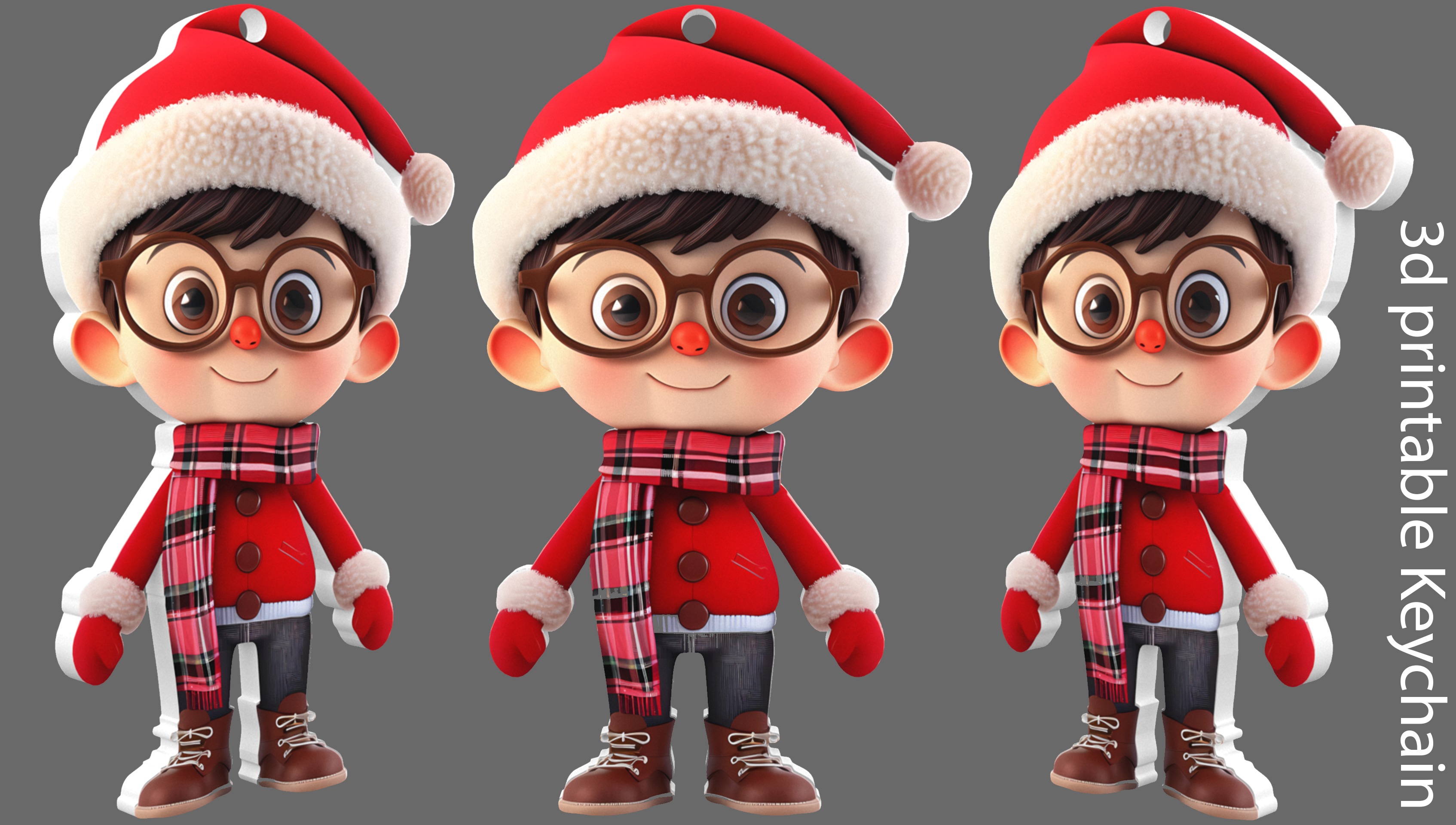 cute kid snow Christmas Keychain STL printable and decorate  3D print model_3