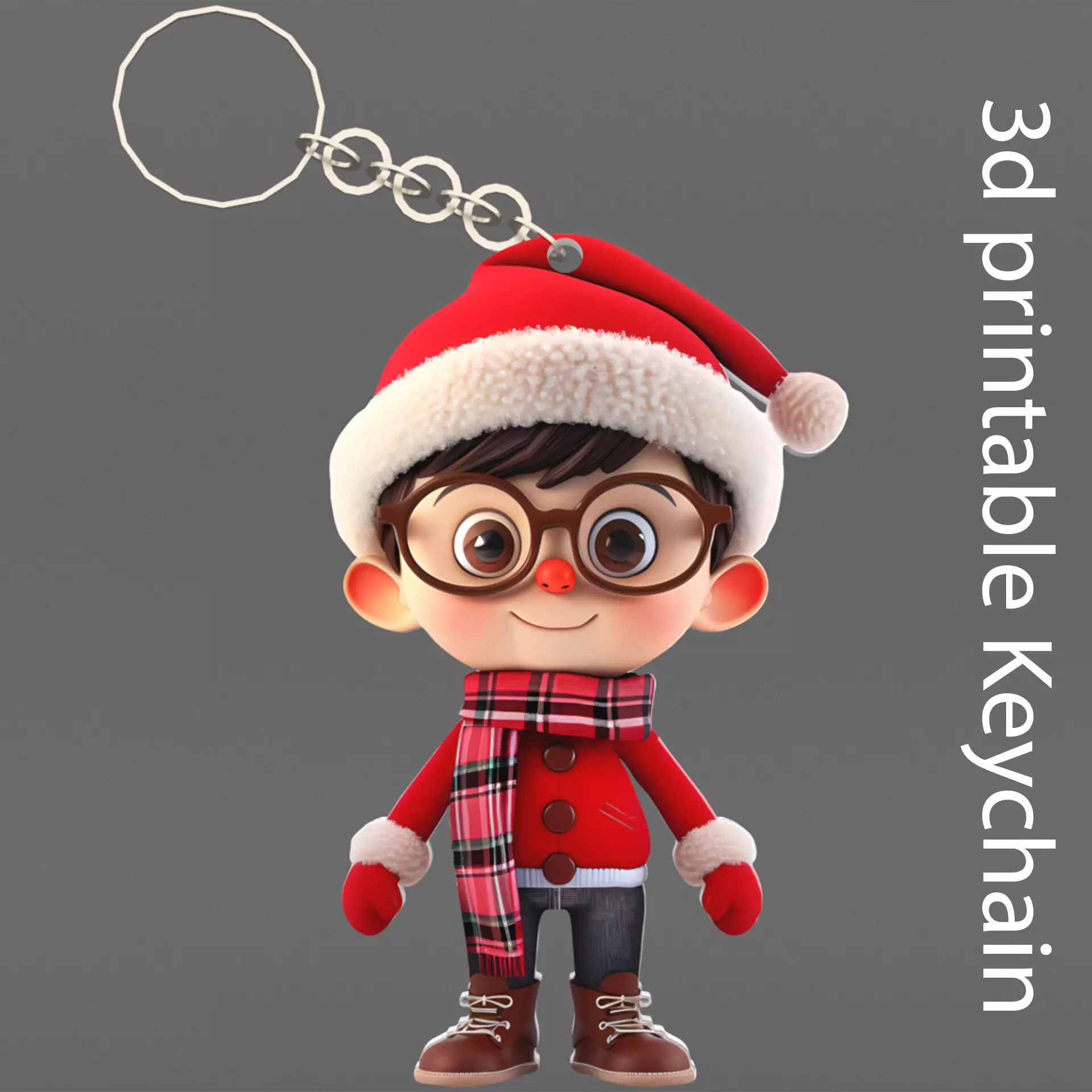 cute kid snow Christmas Keychain STL printable and decorate  3D print model_0