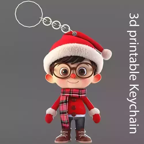 cute kid snow Christmas Keychain STL printable and decorate  3D print model