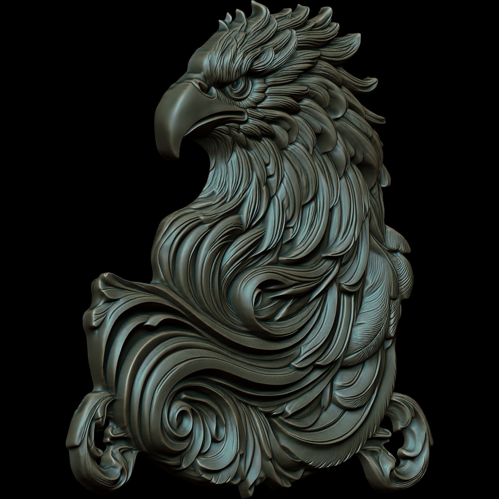Eagle Head Relief No1 STL file for 3d Printing or CNC 3D print model_6
