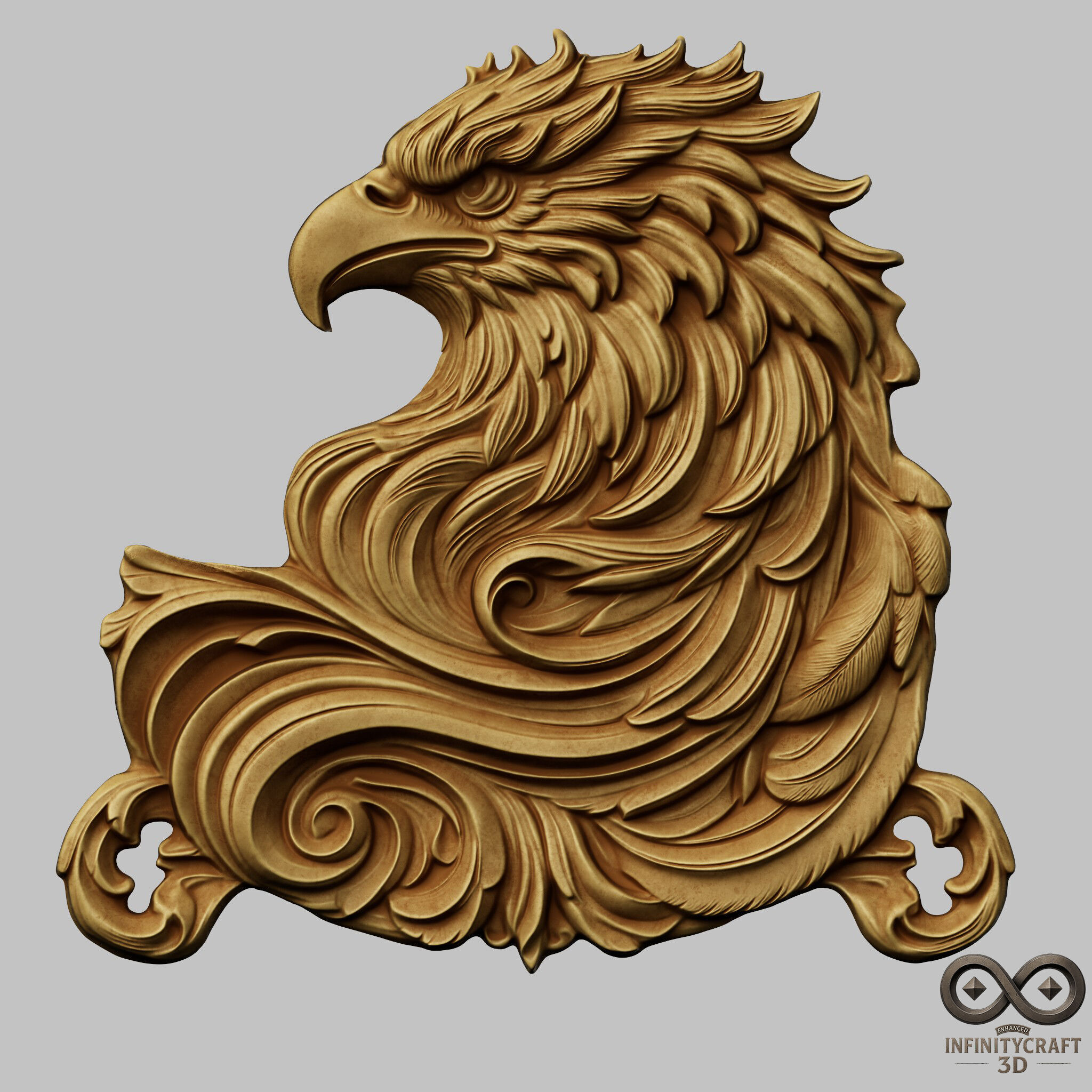 Eagle Head Relief No1 STL file for 3d Printing or CNC 3D print model_2