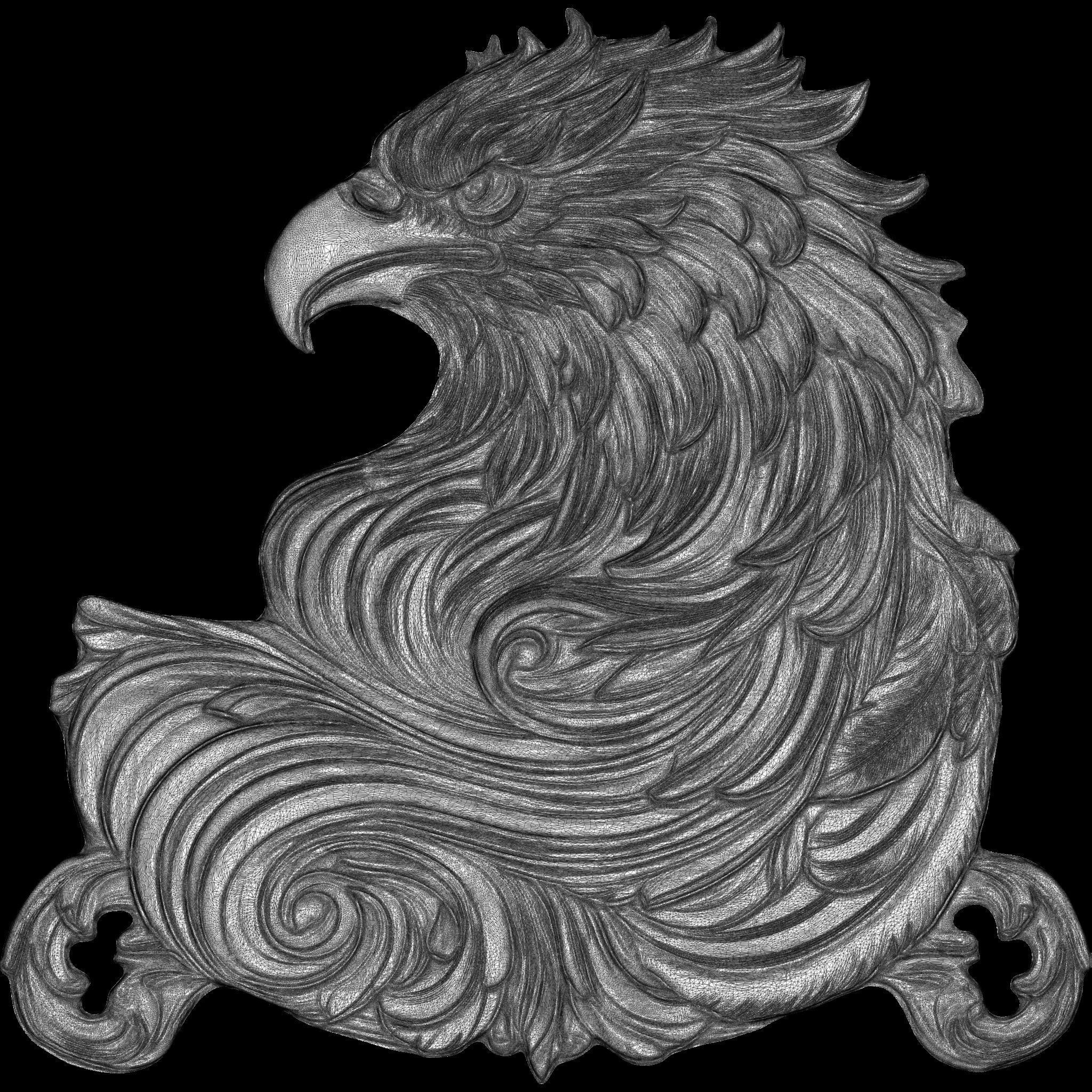 Eagle Head Relief No1 STL file for 3d Printing or CNC 3D print model_15