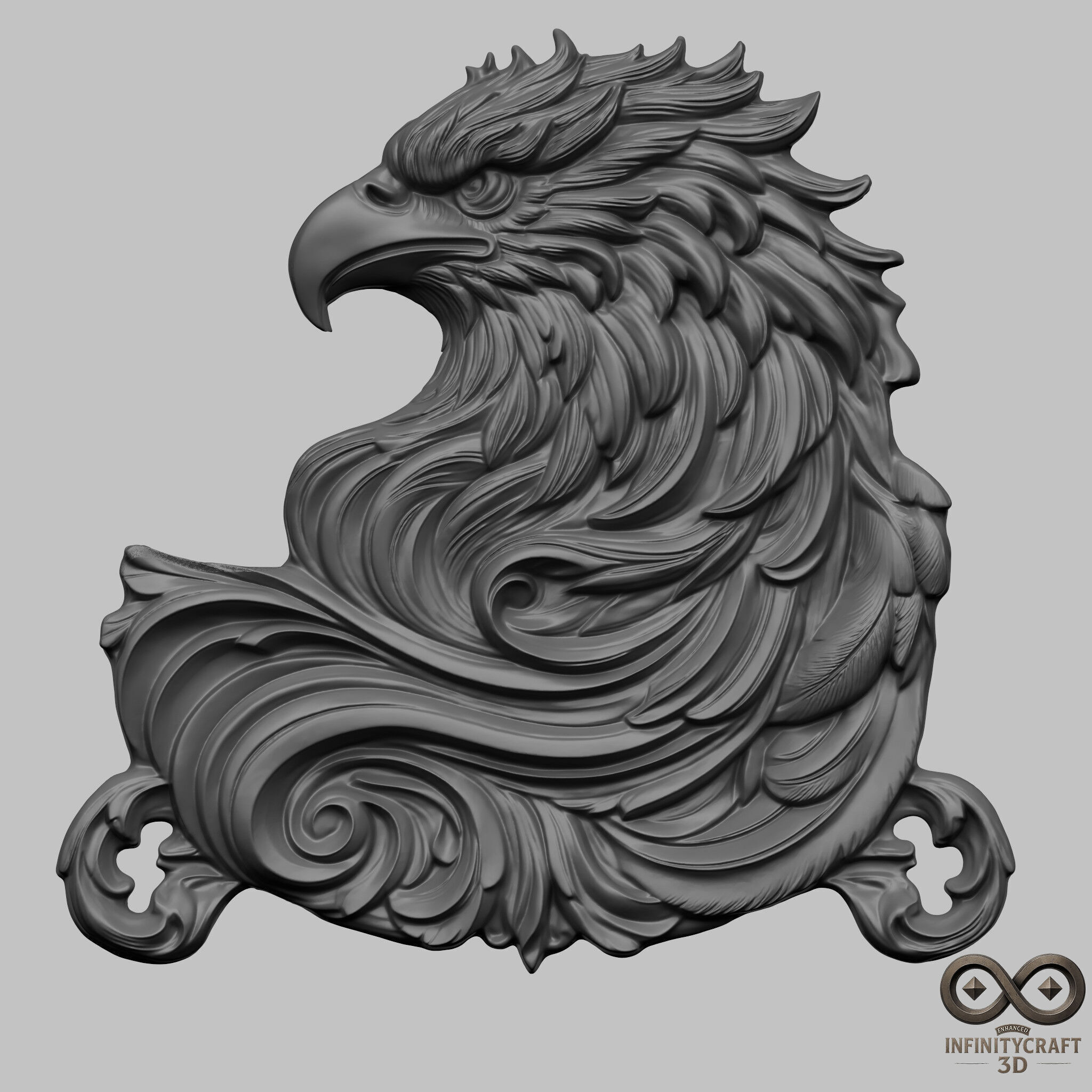 Eagle Head Relief No1 STL file for 3d Printing or CNC 3D print model_1