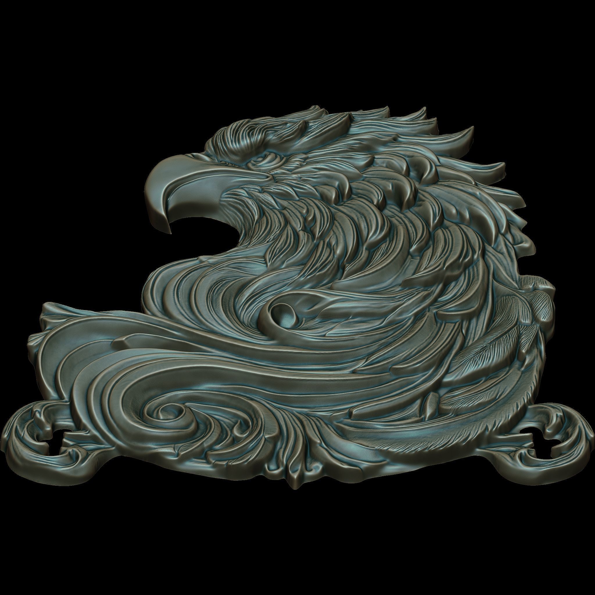 Eagle Head Relief No1 STL file for 3d Printing or CNC 3D print model_12