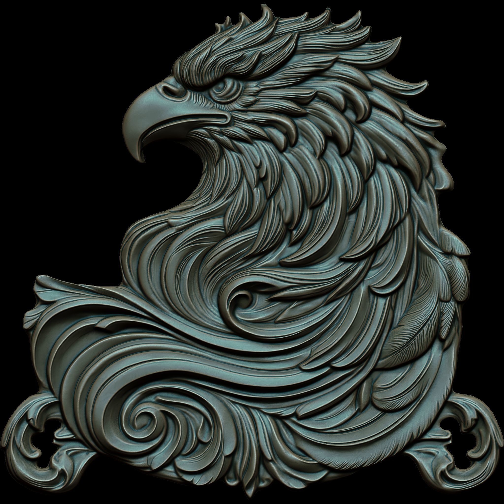 Eagle Head Relief No1 STL file for 3d Printing or CNC 3D print model_5