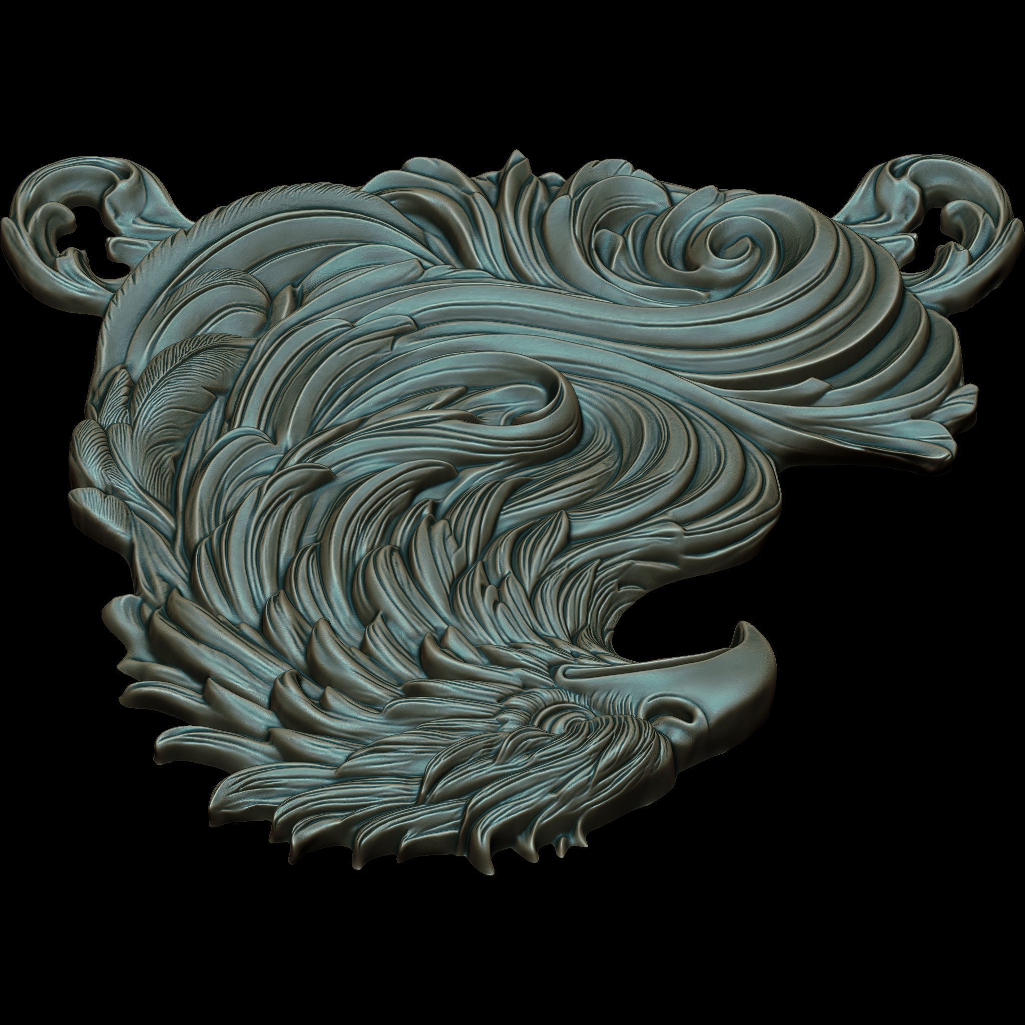 Eagle Head Relief No1 STL file for 3d Printing or CNC 3D print model_13