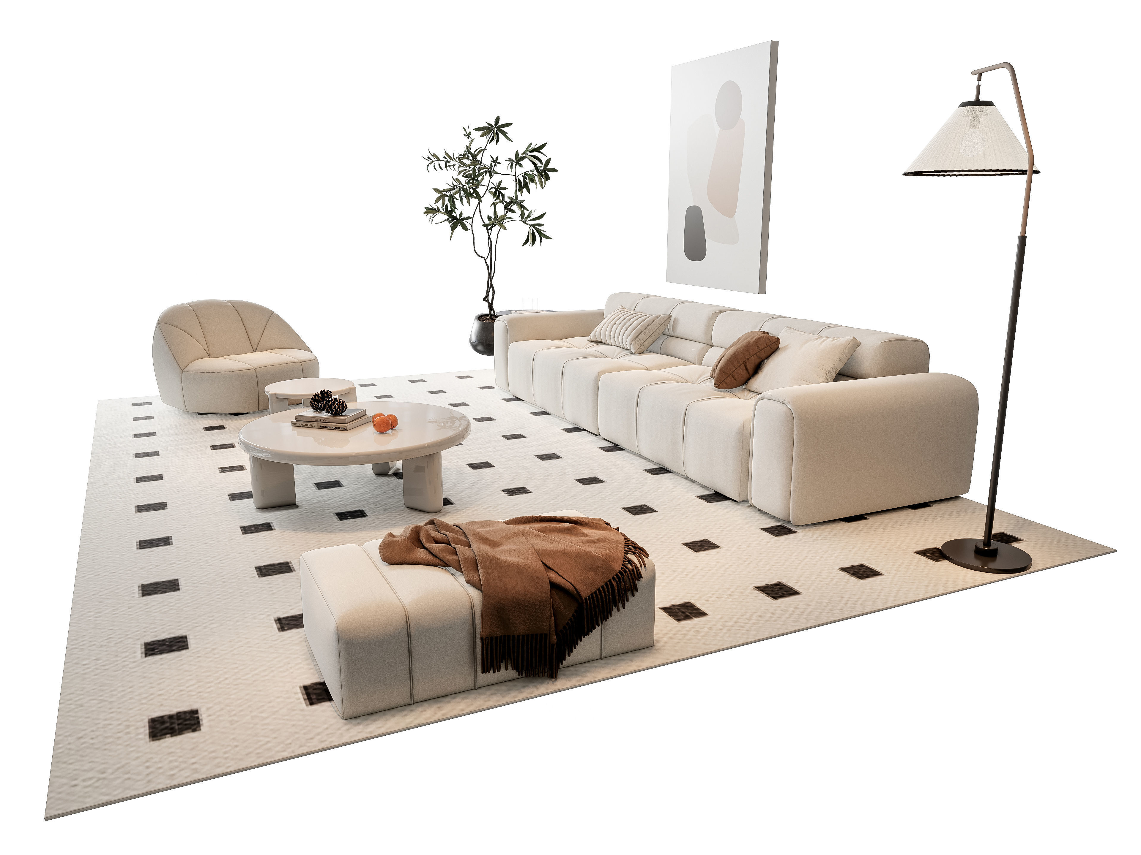 Sofa Coffee table sofa combination 9 3D model_13
