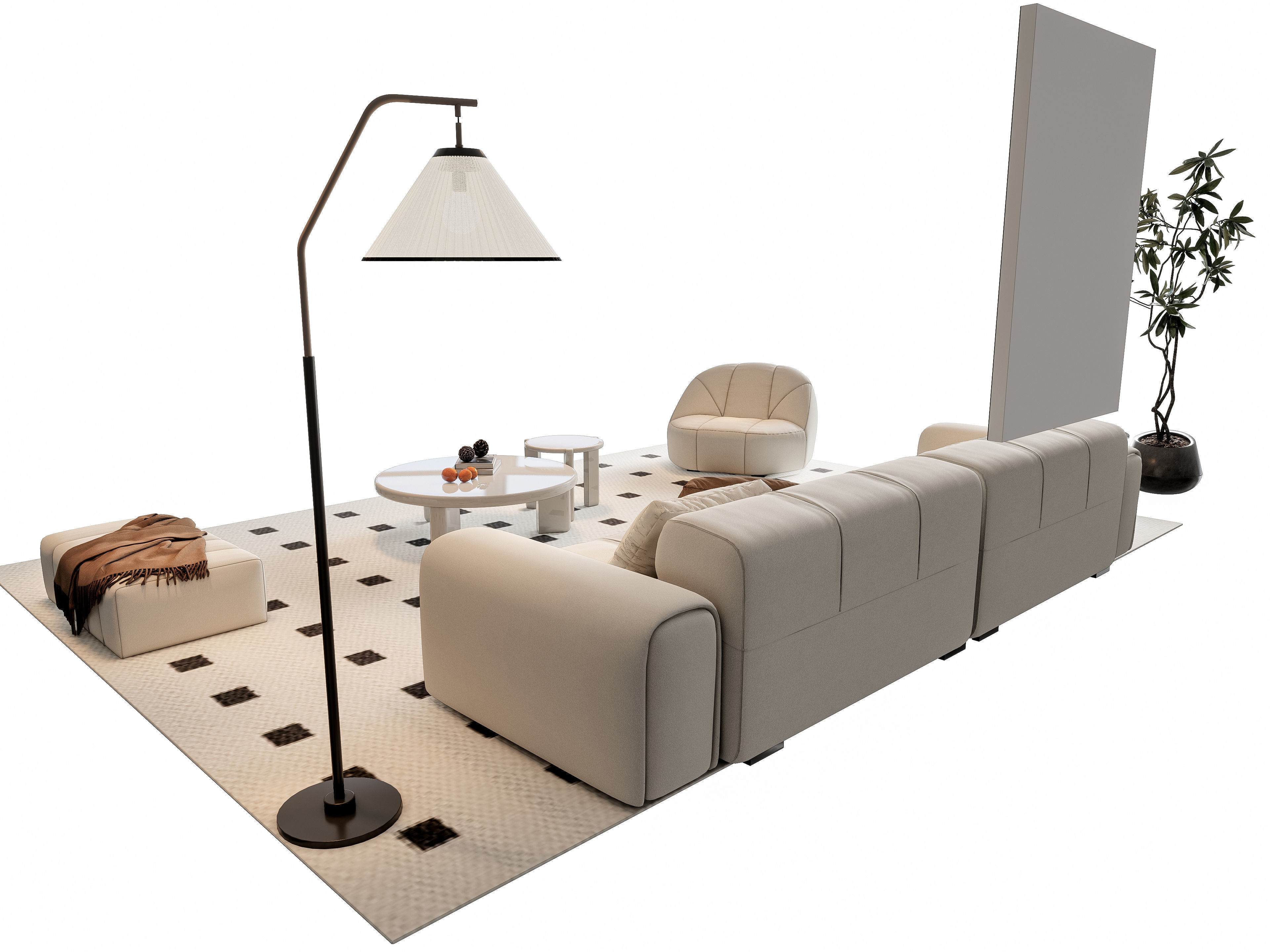 Sofa Coffee table sofa combination 9 3D model_15