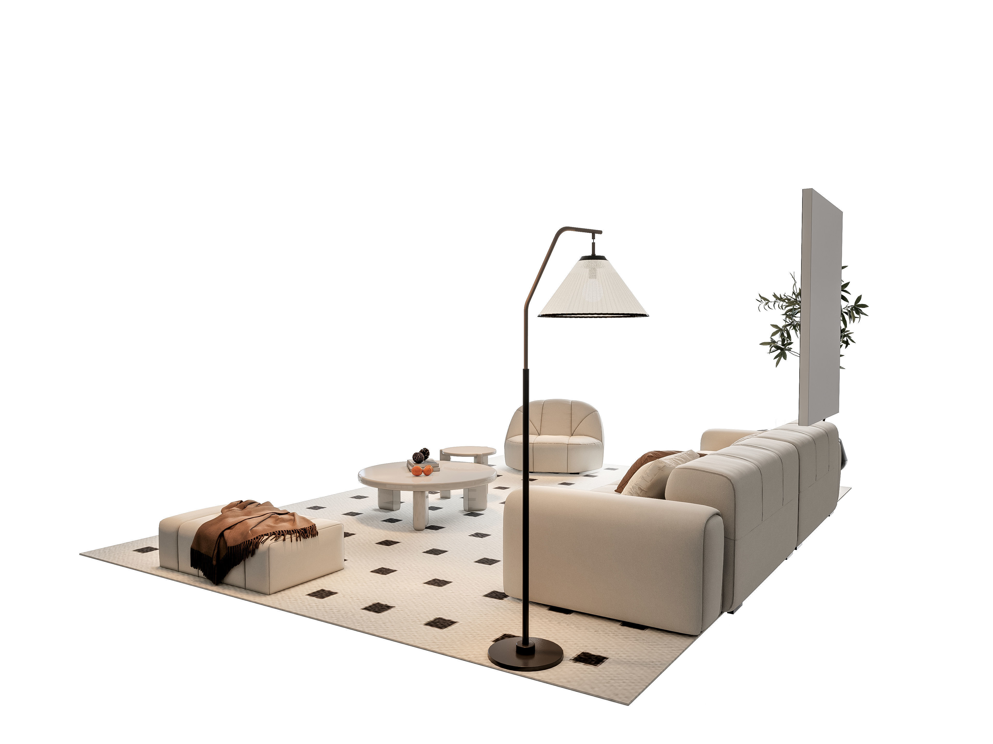 Sofa Coffee table sofa combination 9 3D model_11